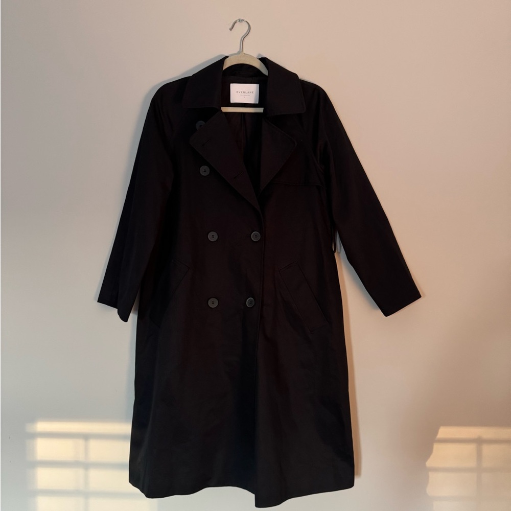 Everlane Black Double-Breasted “Modern” Trench Coat